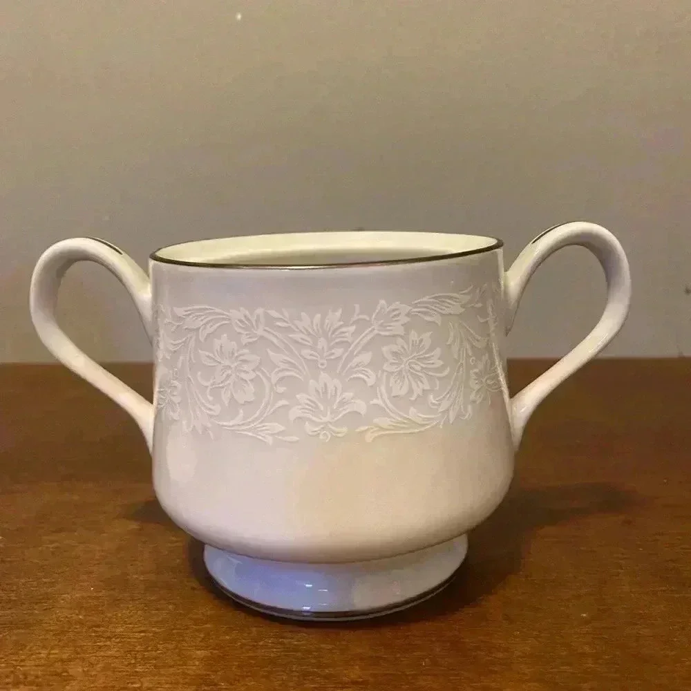 Sugar & Creamer Set White Silver‎ Gracie Fine China Concerto MCM Made in Japan
